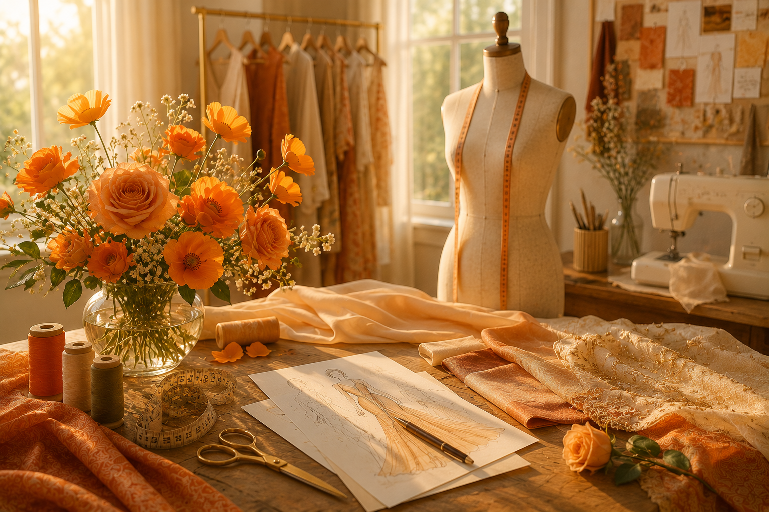 Fashion design and sewing workspace